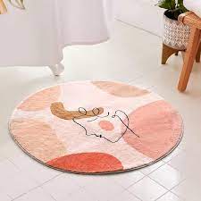 cute pink round bathroom rugs 2ft faux