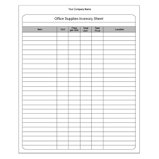 office supply inventory sheet