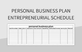 personal business plan entrepreneurial