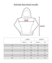 Hoodie Size Chart Animals Asia Shop