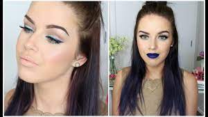 ombre blue winged liner makeup tutorial