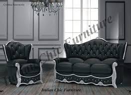 italian black leather sofa set