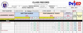 Automated E Class Record With Form 138 Grading Sheet And