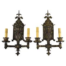 Pair Of Brass Gothic Revival Wall