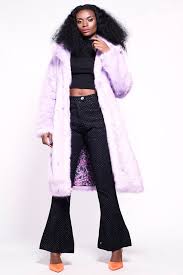 Buffy Faux Fur Coat Lilac Lush Long