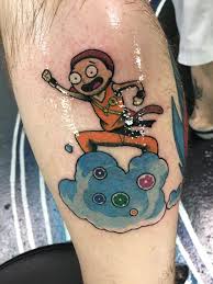 Maybe you would like to learn more about one of these? Young Goku Morty Riding A Fart Nimbus By Zac Byrd At Kings Road Tattoo Parlor In Kannapolis Nc Tattoos
