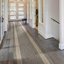 greek key flatweave grey hallway carpet