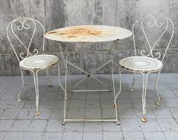 Painted White Metal Garden Table And