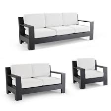 St Kitts 3 Pc Sofa Set In Matte Black