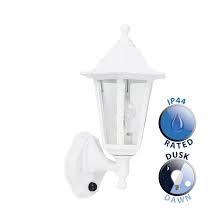 Ip44 White Outdoor Wall Lantern Dusk To