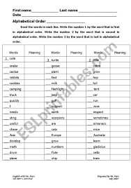 You can use it to sort lists of words, titles, names, numbers or any other type of content. English Worksheets Alphabetical Order