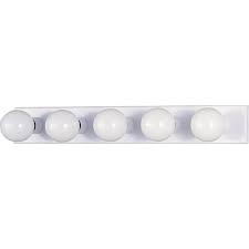 Volume Lighting 5 Light Indoor White Movie Beauty Makeup Hollywood Bath Or Vanity Light Bar Wall Mount Or Wall Sconce V1025 6 The Home Depot