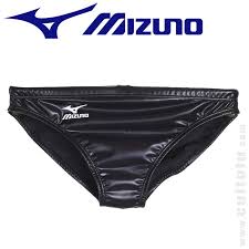 85rq96 Mizuno Rubberized Waterpolo Swim Briefs Black Shiny