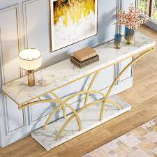 Faux Marble Tabletop Console Table