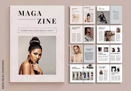 fashion magazine design layout stock