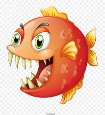 cartoon fish with big teeth and open