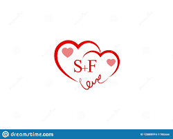Sf Initial Heart Shape Red Colored Logo Stock Vector