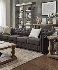 grey farmhouse sofa in linen or velvet