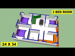 24 X 34 House Plan Design Ii 3 Bhk