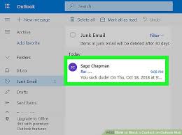 How To Block A Contact On Outlook Mail Wikihow