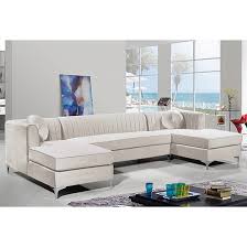 asbury u shape plush velvet corner sofa