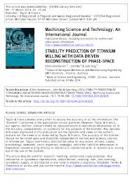 Pdf Stability Prediction Of Titanium Milling With Data