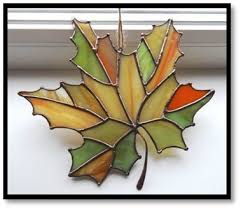 Autumn Leaf In Stained Glass Blue