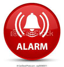 Guzik, (bell, okrągły, szczególny, icon), alarm, czerwony. Szczególny,  abstrakcyjny, odizolowany, (bell, okrągły, ilustracja | CanStock