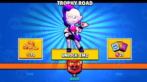 Emz is a common brawler who is unlocked as a trophy road reward upon reaching 8000 trophies. Emz New Brawler Coming To Brawlstars Youtube