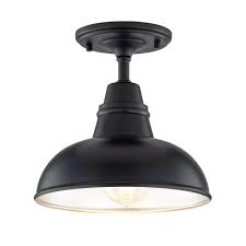 Fifth And Main Lighting 1 Light Matte Black Semi Flushmount Hd 1834mb The Home Depot In 2020 Porch Light Fixtures Light Fixtures Flush Mount Black Light Fixture