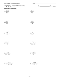 Simplifying Rational Expressions Pdf