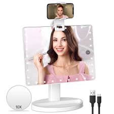 lighted makeup vanity mirror with phone