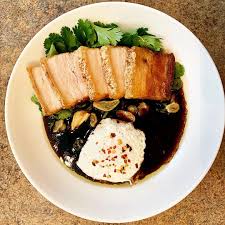 pork belly adobo with poached egg