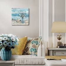 Bathroom Decor Wall Art Blue Beach