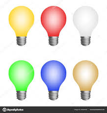 Set Icon Colored Light Bulbs Led Glass Bulbs White Background Stock Vector C Lacodk 212341434