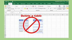 how to delete table inside excel 2016