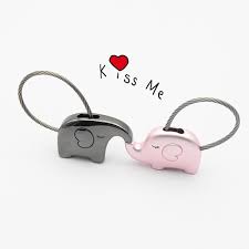 Details About Stainless Steel Elephant Lover Keychain Couple Kiss Lover Key Chain Rings For