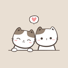 cute cat kitty couple cartoon doodle