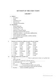 All 'english language arts' balanced literacy. Revision Grammar 1st Term 7th Grade Vitenam English Esl Worksheets For Distance Learning And Physical Classrooms