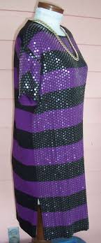 Details About Joan Vass Dress Sz 1 M 8 10 Black Purple Clear Sequins Soft Excellent 168