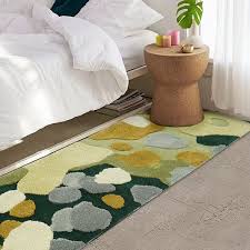 green wool area rug living room