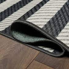my magic carpet tratti offset stripe black cream machine washable rug 3 x 5