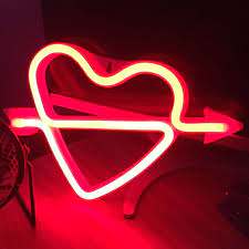 Neon Heart Sign The Arrow Of Love Led Neon Lights Up Sign Decorative Neon Wall Light For Girls Room Red Cupid Amazon Com