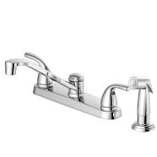 Scratch, stain, and heat resistant up to 536˚ f for all of your tough jobs. Project Source Chrome 2 Handle Deck Mount Low Arc Handle Kitchen Faucet Deck Plate Included In The Kitchen Faucets Department At Lowes Com