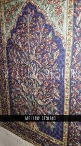 silk and wool hand embroidered wall rug