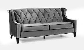 Barrister Sofa Gray Velvet With Black