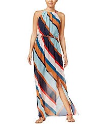 Amazon Com Bcx Belted Illusion Maxi Dress Multicolor Size X