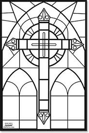 Cross Coloring Page Meval Stained Glass