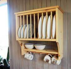 kitchen plate rack shelf solid pine