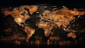 World Map On A Dark Backgroundgenerative Ai